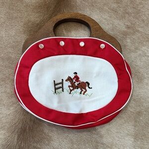 Red Equestrian Embroidered Women's Bag